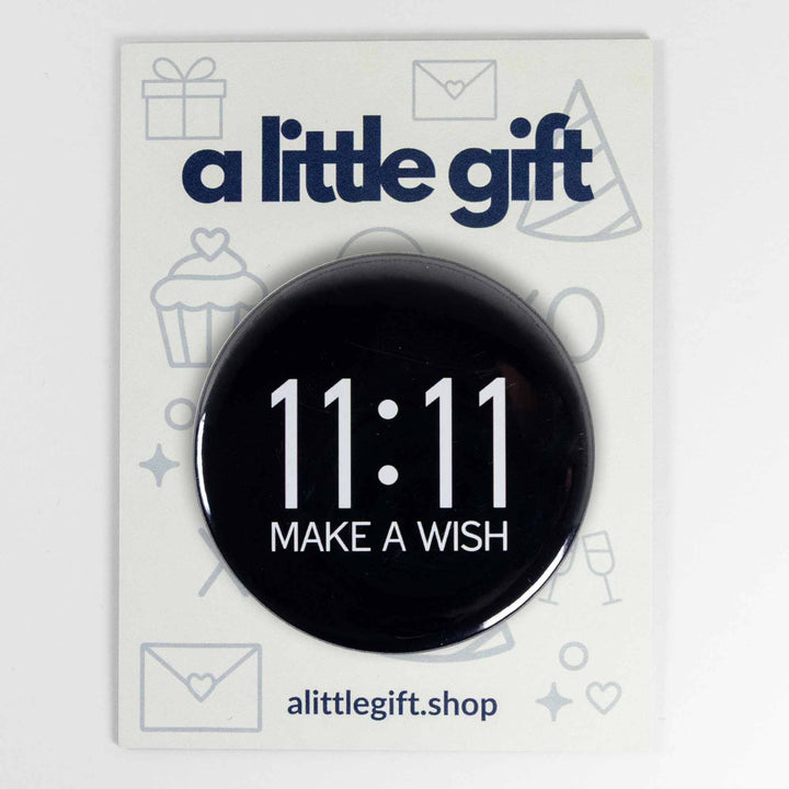 11:11 Make a Wish Button or Magnet – Minimalist Black & White Design | Spiritual Gift