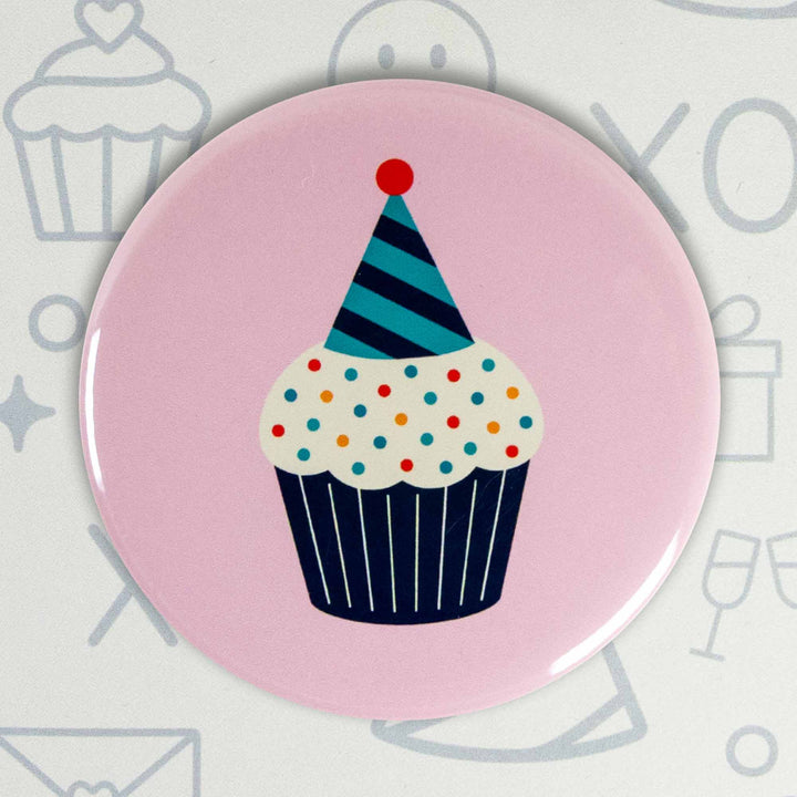 Cupcake Button or Magnet – Birthday Party Design | Cute Celebration Gift