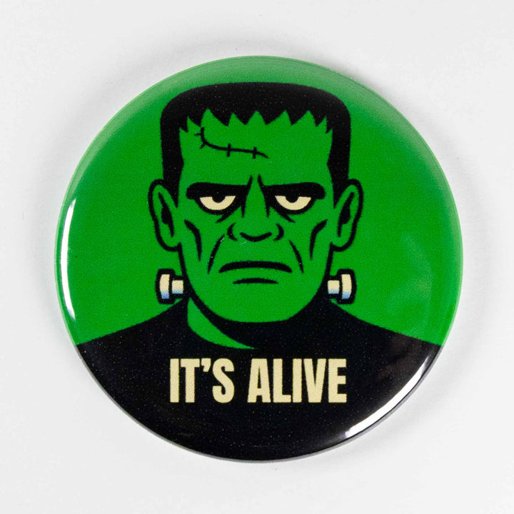 It’s Alive Frankenstein Button or Magnet – Retro Halloween Monster Design