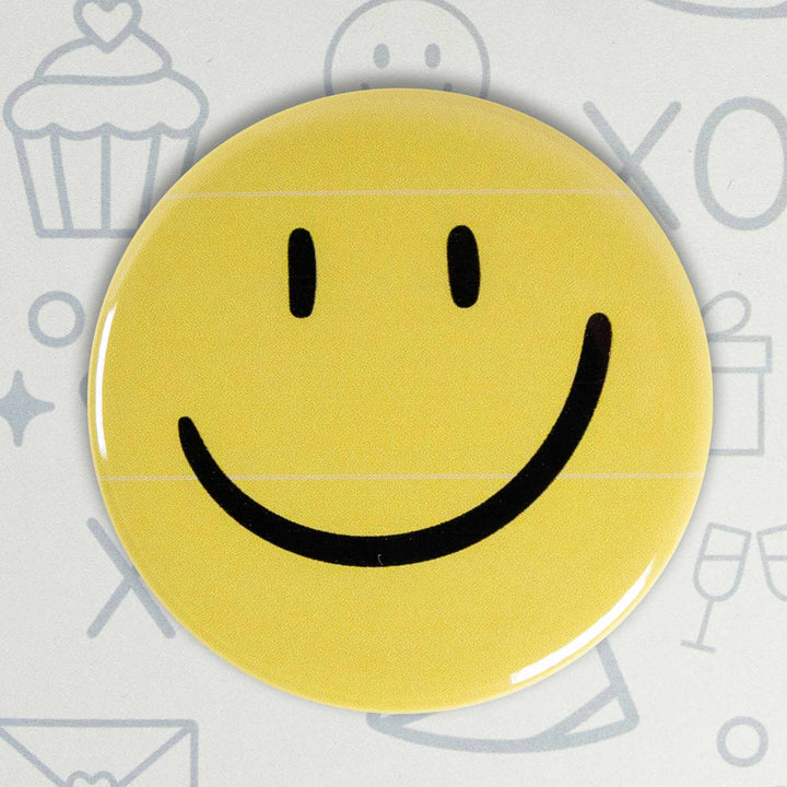 Smiley Face Button or Magnet – Classic Yellow Happy Face | Retro Positive Gift