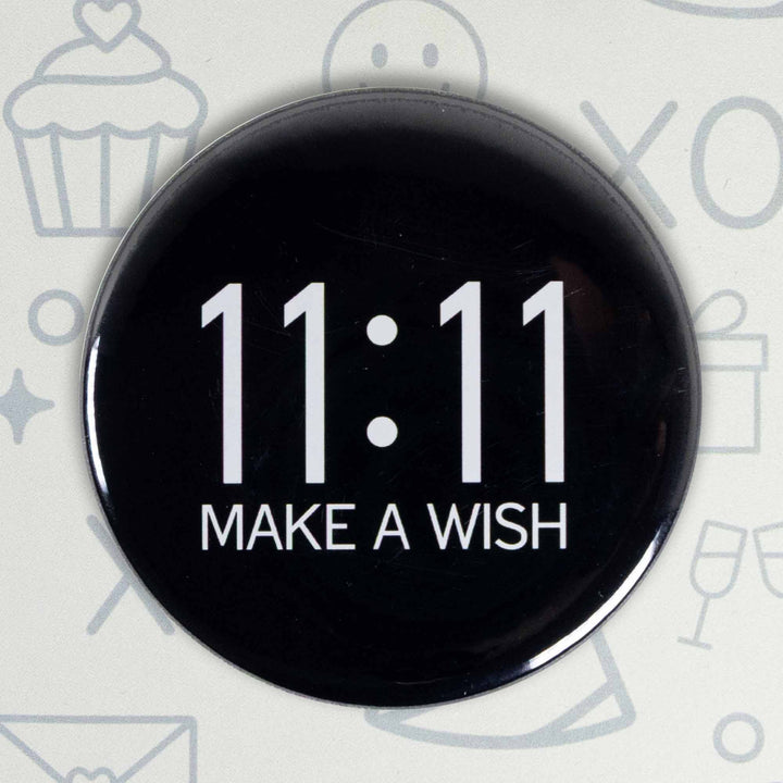 11:11 Make a Wish Button or Magnet – Minimalist Black & White Design | Spiritual Gift