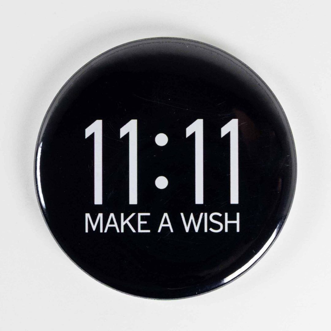 11:11 Make a Wish Button or Magnet – Minimalist Black & White Design | Spiritual Gift