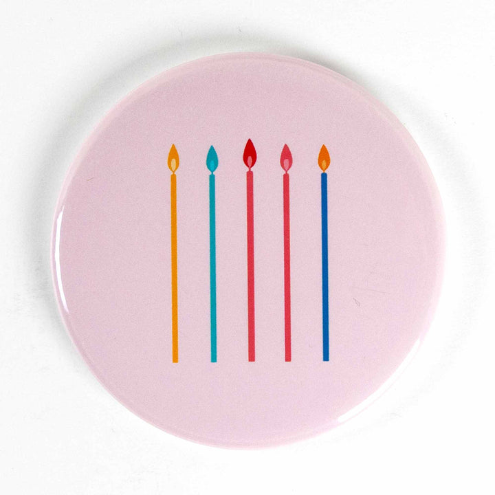 Birthday Candles Button or Magnet – Colorful Party Design | Cute Celebration Gift