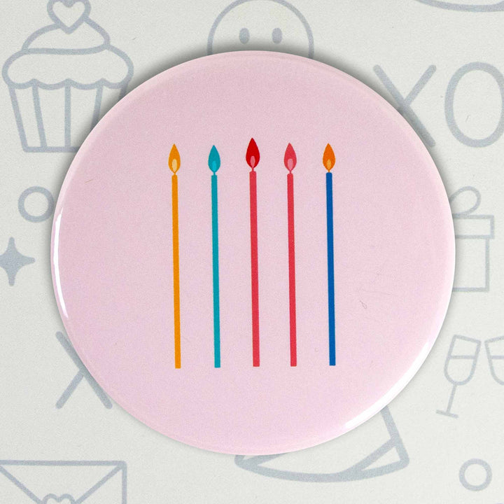 Birthday Candles Button or Magnet – Colorful Party Design | Cute Celebration Gift