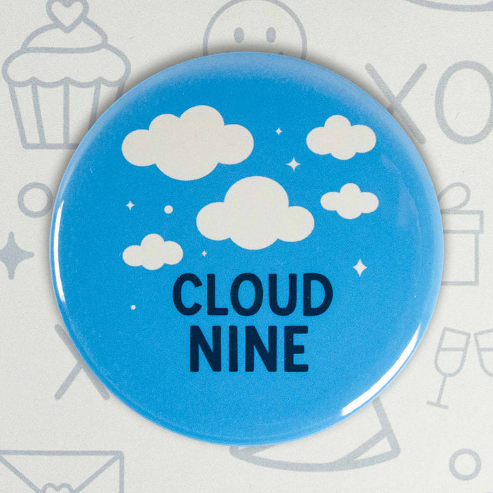 Cloud Nine Button or Magnet – Positive Sky Design | Uplifting Gift