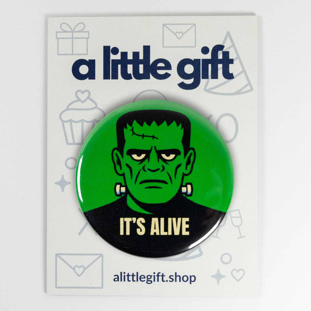 It’s Alive Frankenstein Button or Magnet – Retro Halloween Monster Design