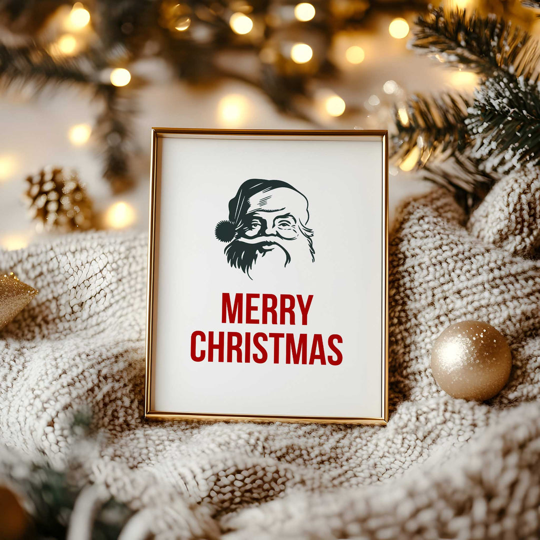 Vintage Santa Merry Christmas Print – Retro Holiday Wall Art