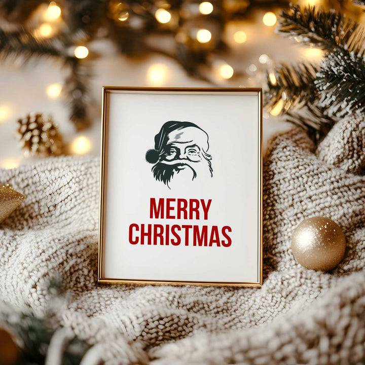 Vintage Santa Merry Christmas Print – Retro Holiday Wall Art