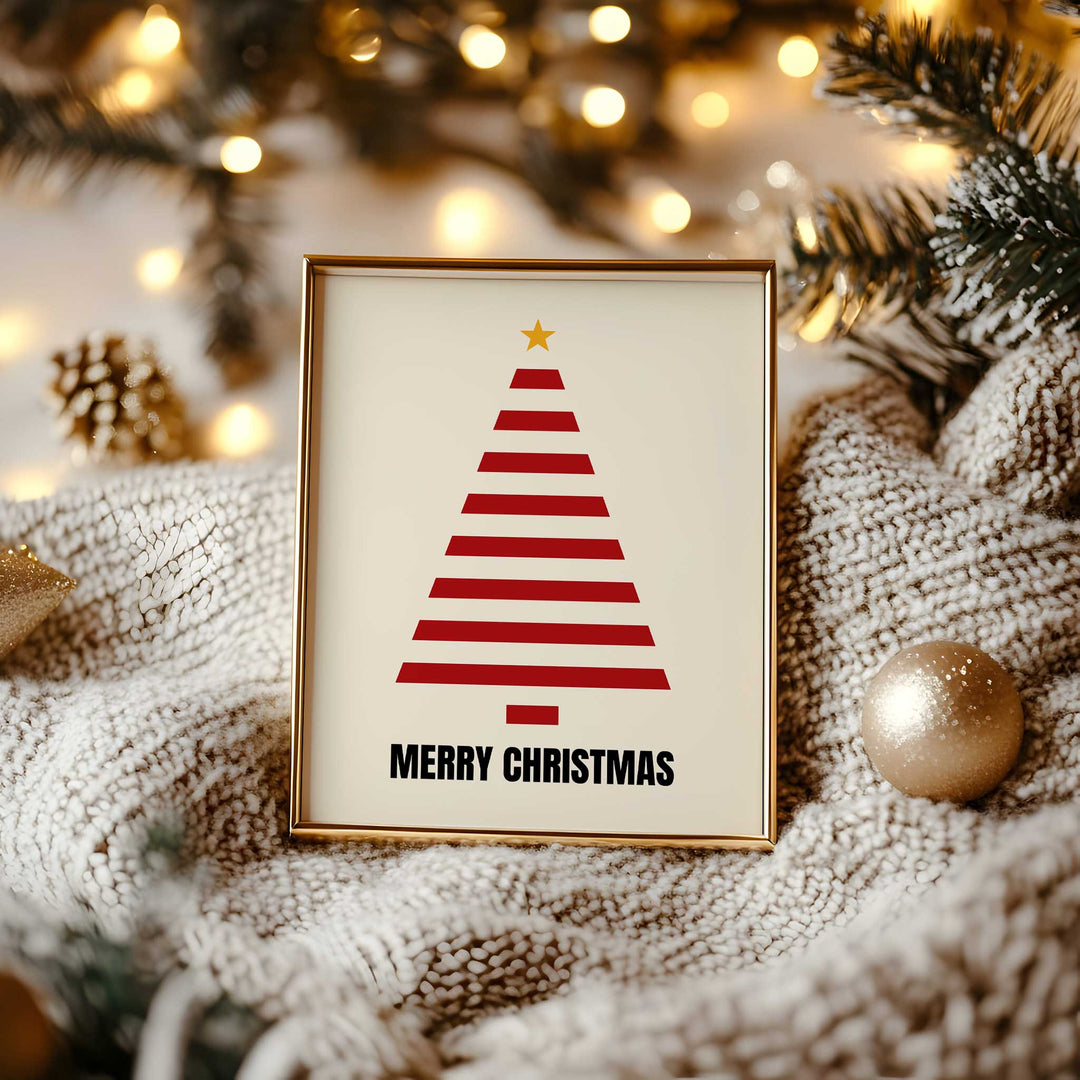 Modern Geometric Christmas Tree Print – Minimal Holiday Wall Art