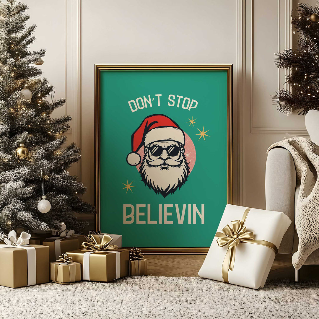 Don’t Stop Believin’ Santa Print