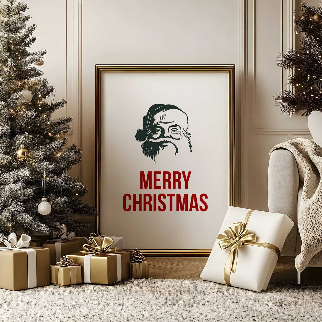 Vintage Santa Merry Christmas Print – Retro Holiday Wall Art