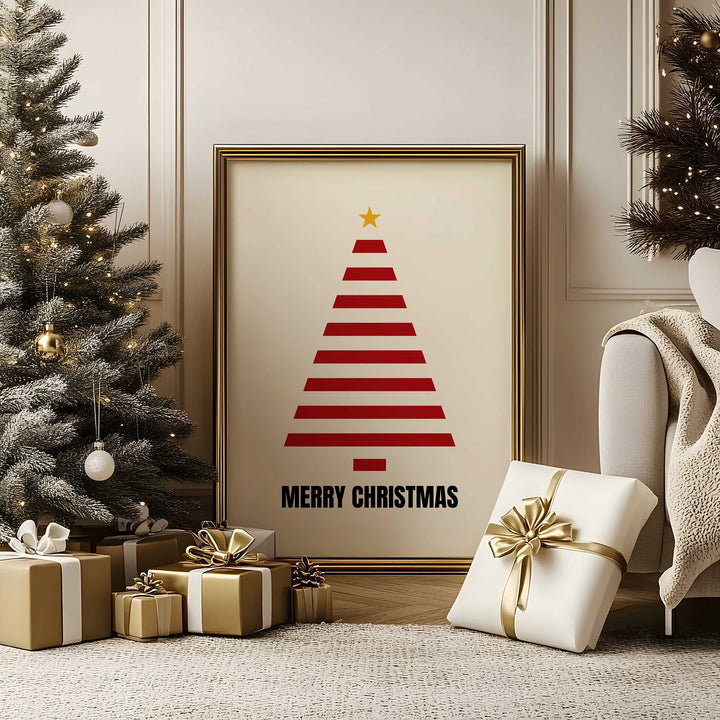 Modern Geometric Christmas Tree Print – Minimal Holiday Wall Art