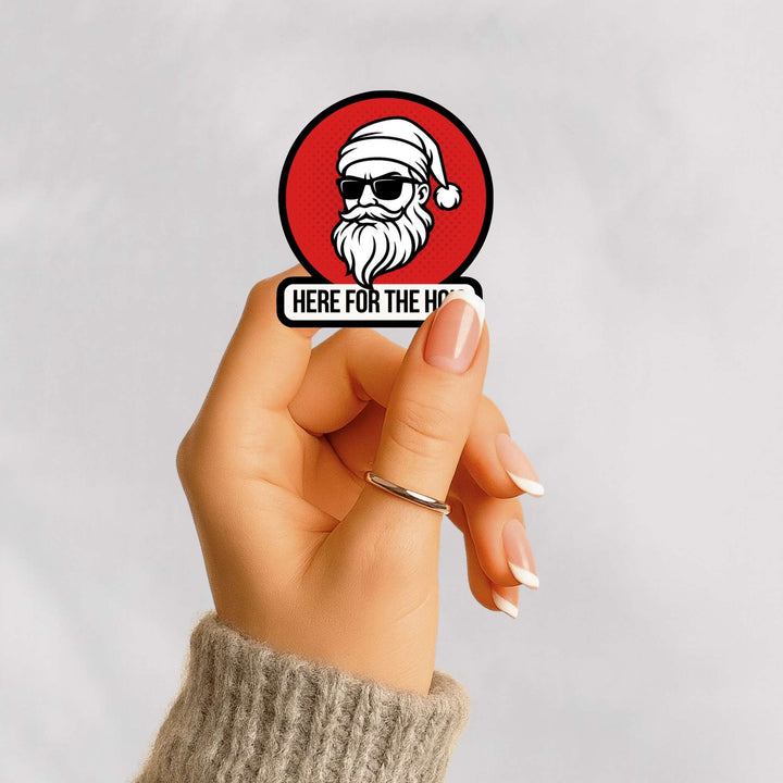 Here for the Ho’s Sticker – Funny Santa Christmas Vinyl Decal, 2.75 x 3 in