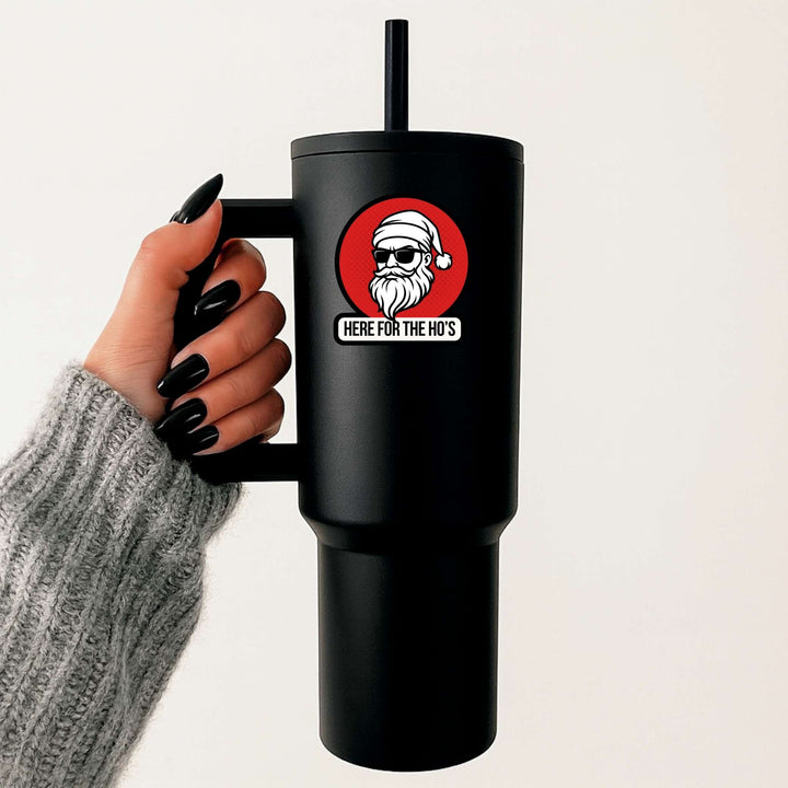 Here for the Ho’s Sticker – Funny Santa Christmas Vinyl Decal, 2.75 x 3 in