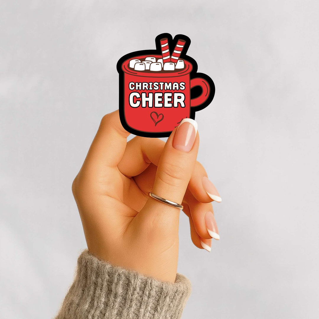 Christmas Cheer Sticker – Hot Cocoa Holiday Vinyl Decal, 3 x 3 in