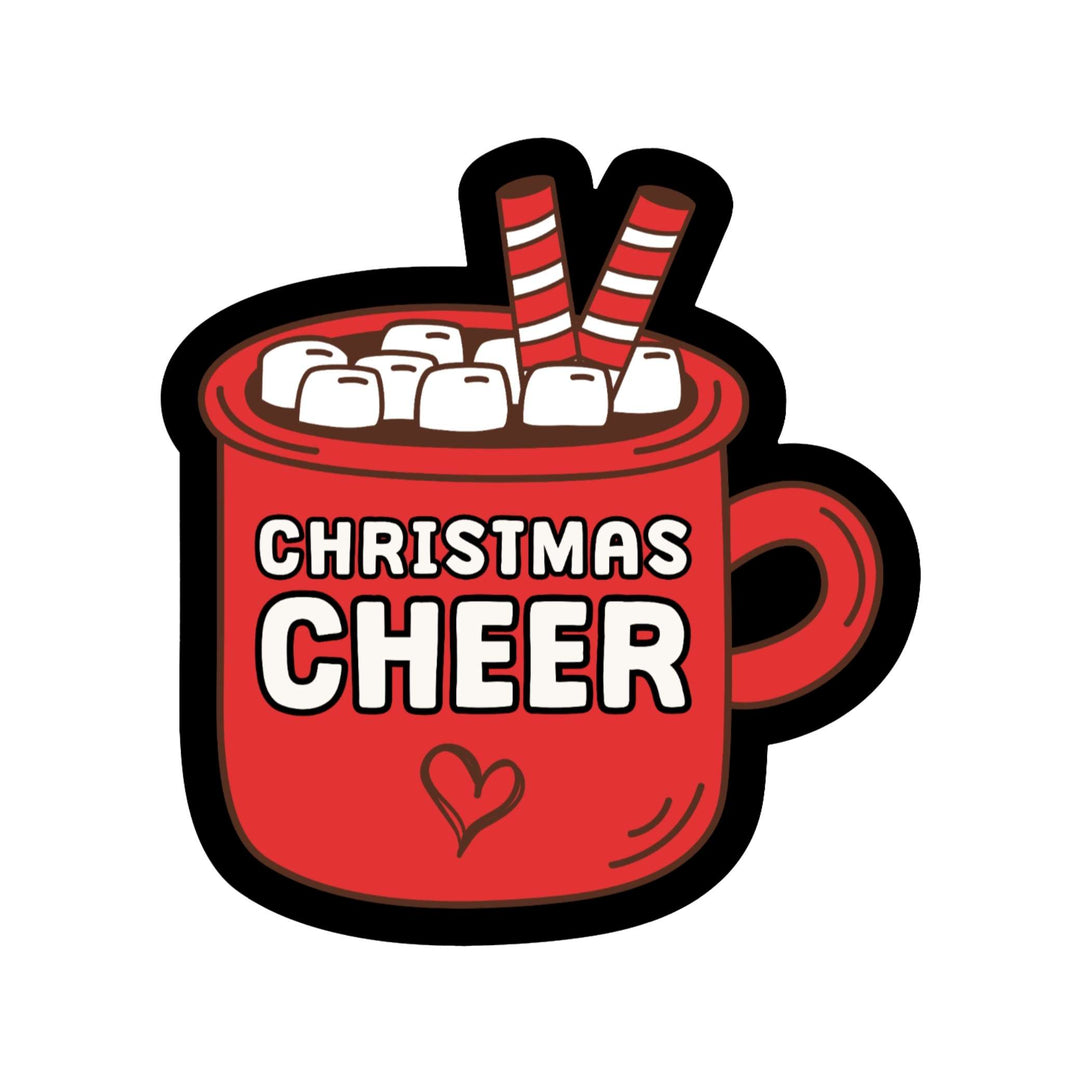 Christmas Cheer Sticker – Hot Cocoa Holiday Vinyl Decal, 3 x 3 in