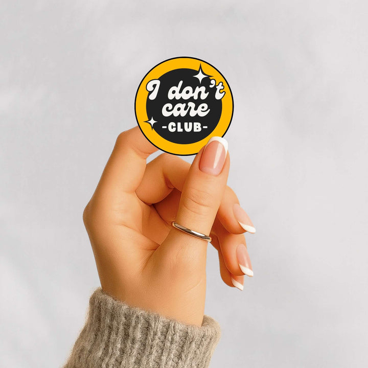 I Don’t Care Club Sticker – Retro Round Vinyl Decal, 3 x 3 in