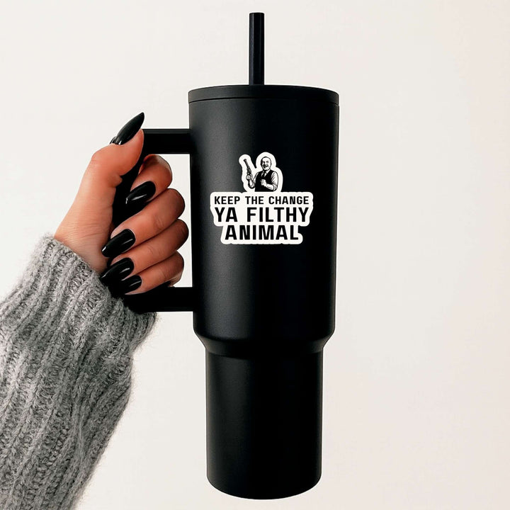 Keep the Change Ya Filthy Animal Sticker – Funny Christmas Movie Vinyl Decal, 3.5 x 3 in