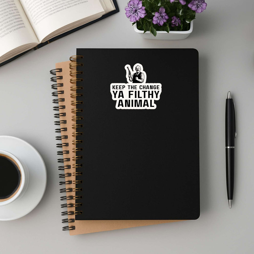 Keep the Change Ya Filthy Animal Sticker – Funny Christmas Movie Vinyl Decal, 3.5 x 3 in