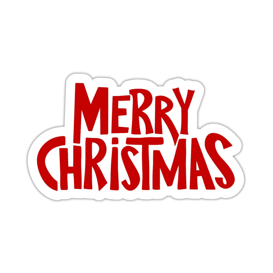 Merry Christmas Sticker – Classic Red Holiday Vinyl Decal, 3.25 x 2 in