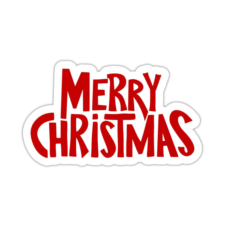 Merry Christmas Sticker – Classic Red Holiday Vinyl Decal, 3.25 x 2 in