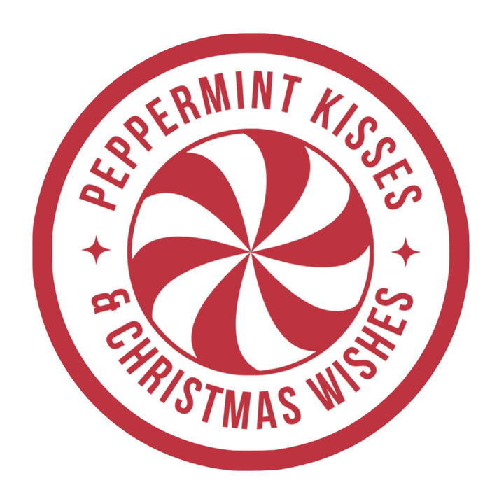 Peppermint Kisses & Christmas Wishes Sticker – Festive Holiday Vinyl Decal, 3 x 3 in