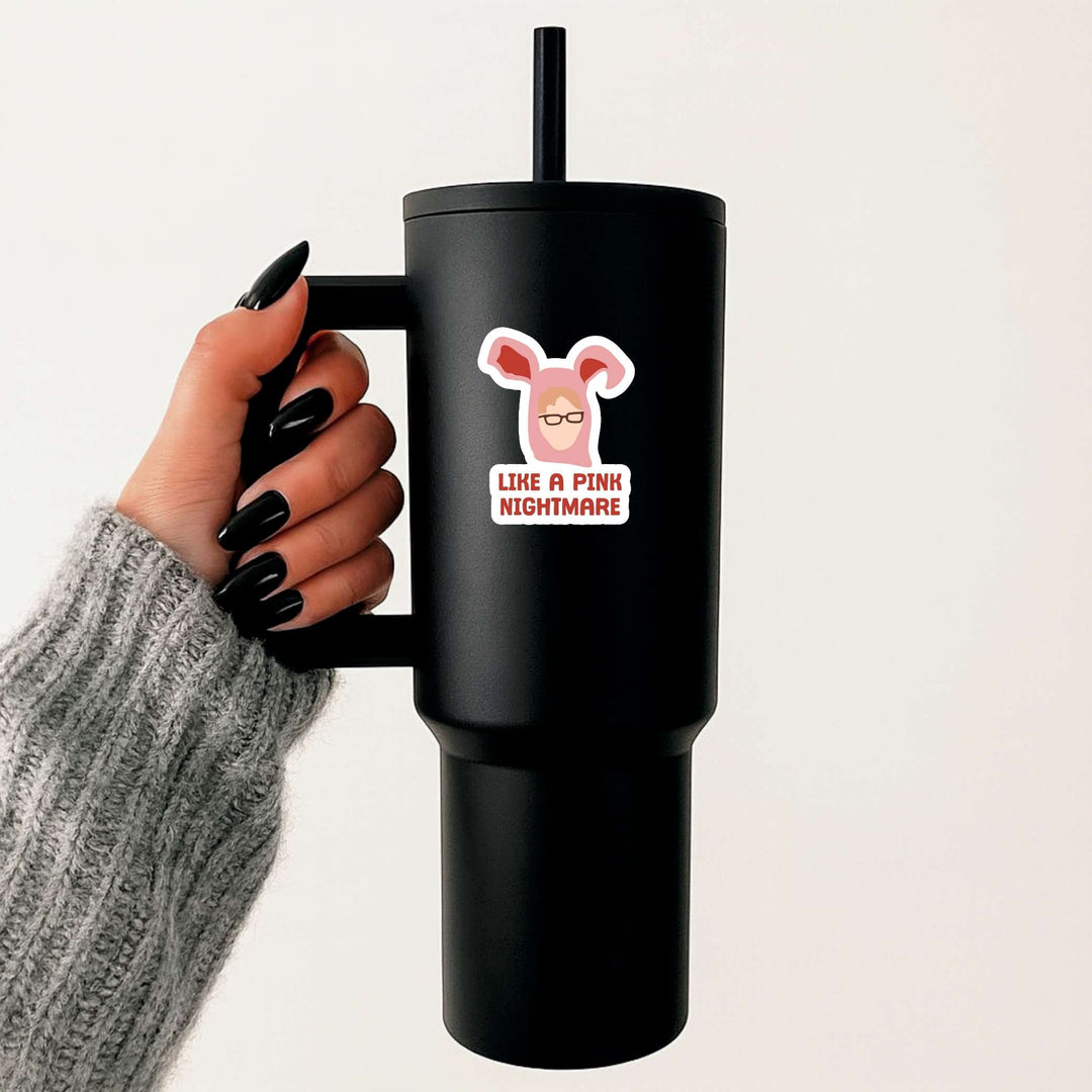 Like a Pink Nightmare Sticker – Funny Christmas Movie Vinyl Decal, 3 x 2.25 in