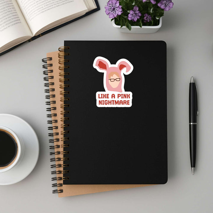 Like a Pink Nightmare Sticker – Funny Christmas Movie Vinyl Decal, 3 x 2.25 in