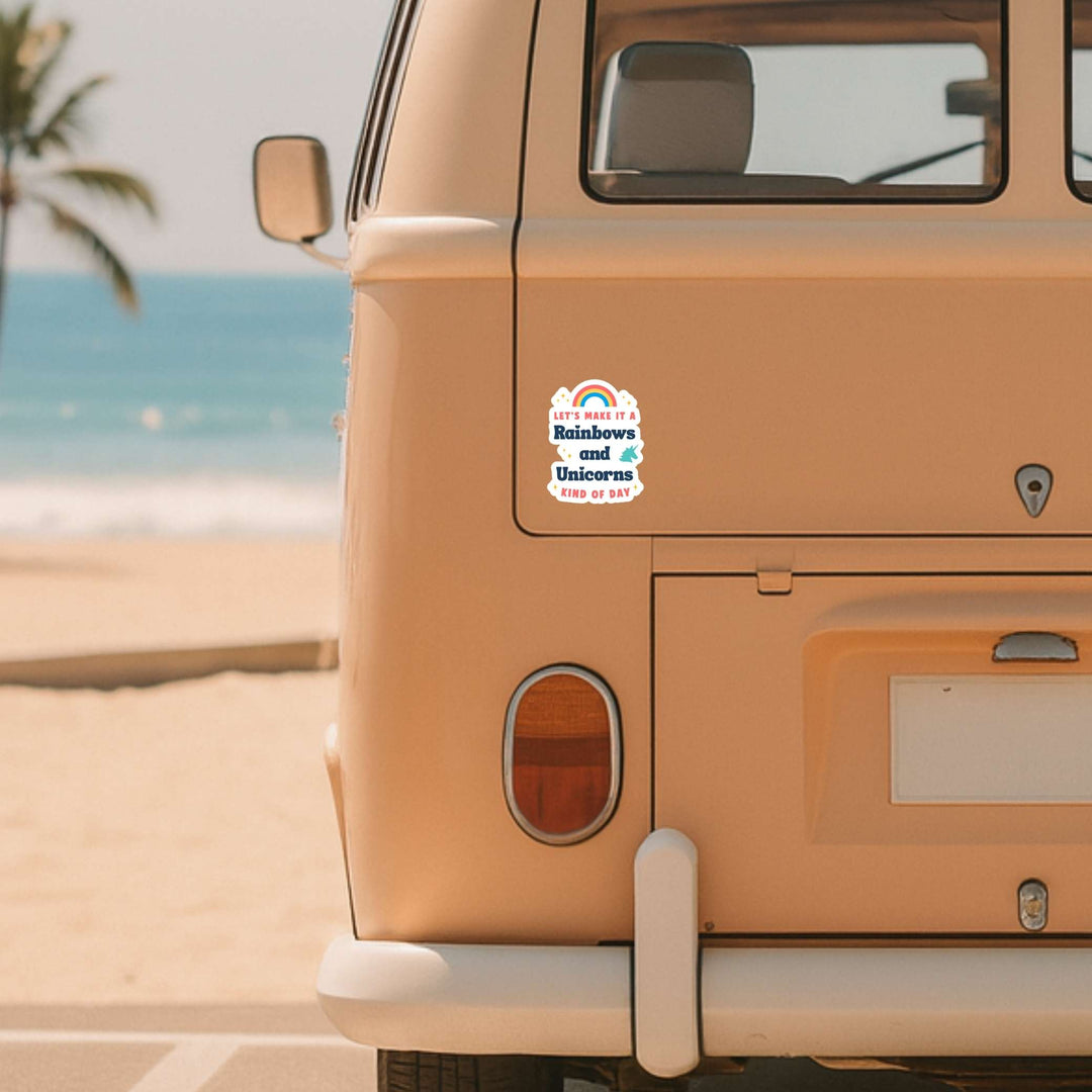 Rainbows and Unicorns Sticker – Whimsical Positive Vinyl Decal, 2.5 x 3.5 in