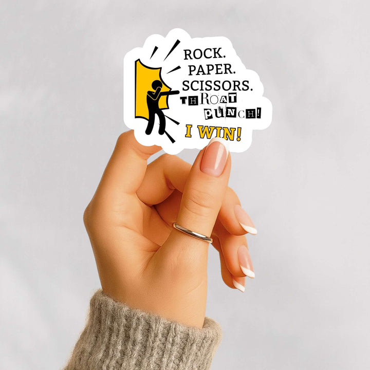Rock Paper Scissors Throat Punch 3x3 Sticker
