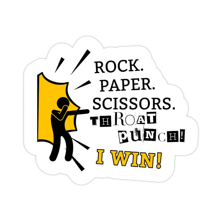 Rock Paper Scissors Throat Punch 3x3 Sticker