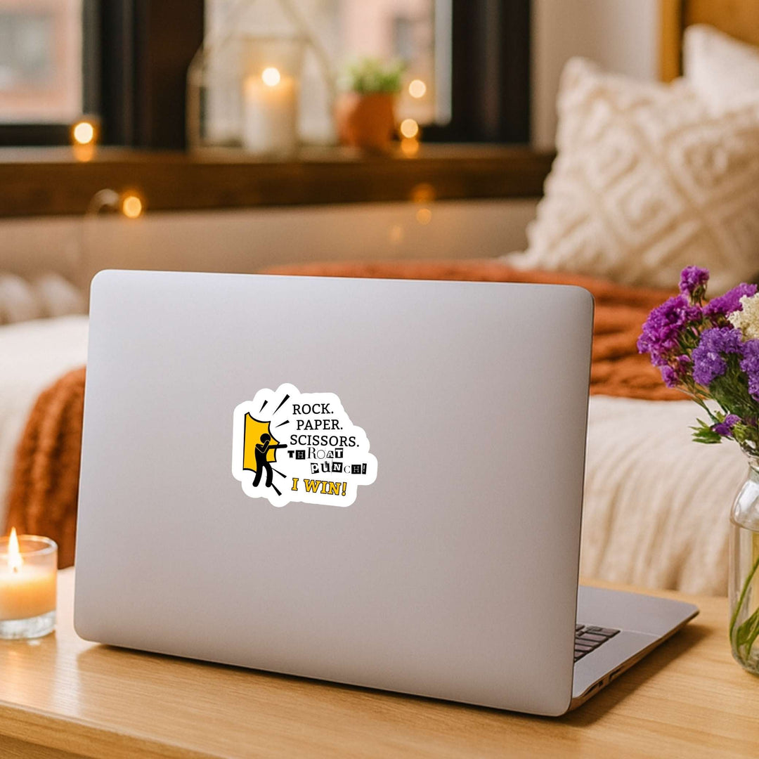 Rock Paper Scissors Throat Punch 3x3 Sticker