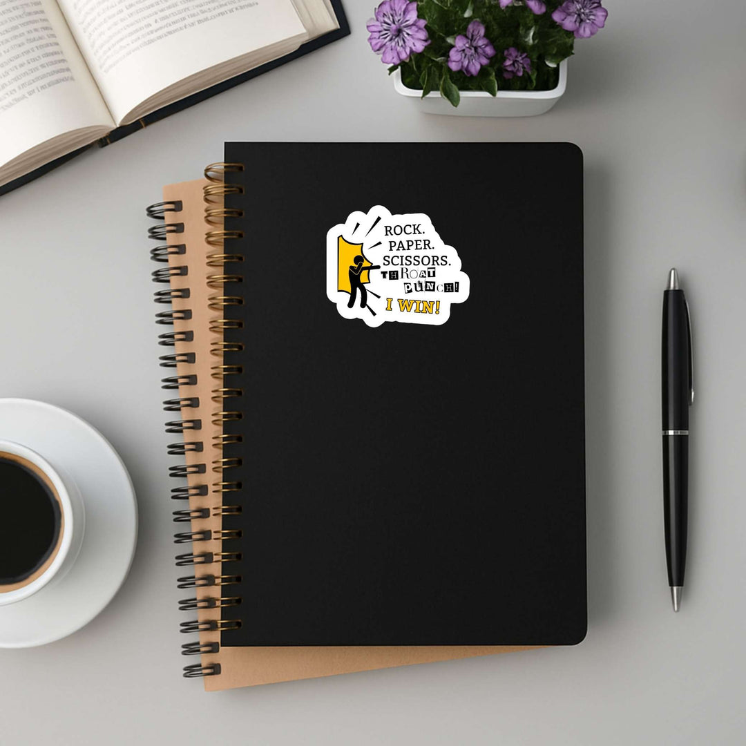 Rock Paper Scissors Throat Punch 3x3 Sticker