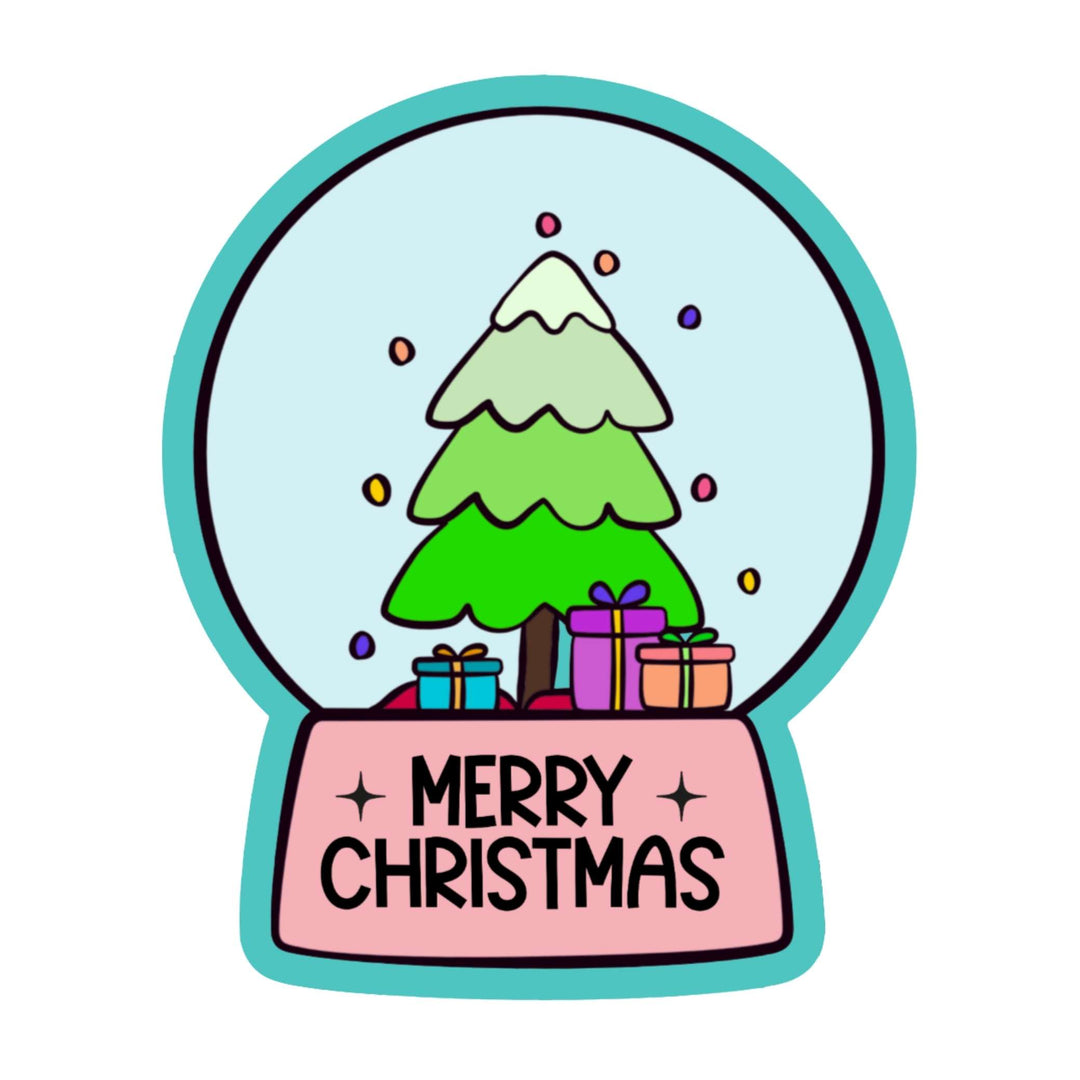 Merry Christmas Snow Globe Sticker – Festive Holiday Vinyl Decal, 4.25 x 3.5 in