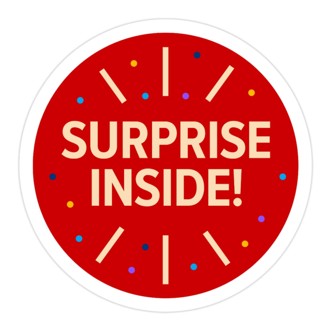 Surprise Inside! Sticker – Fun Gift Packaging Vinyl Decal, 3 x 3 in