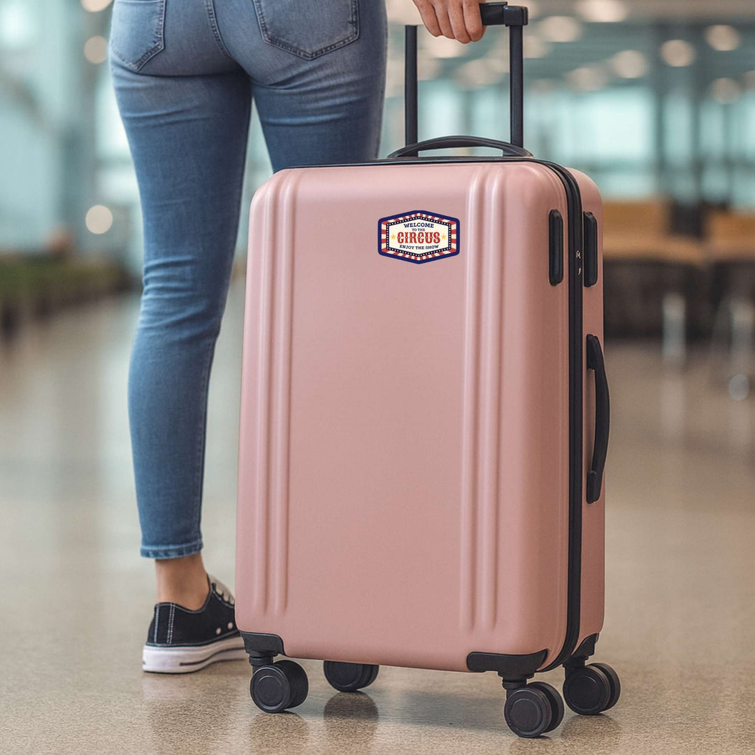 Welcome to the Circus Sticker – Retro Carnival Sign Vinyl Decal, 3.25 x 2.25 in